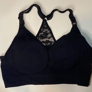 Kindred Braverly sublime nursing sports bra. XL Busty black lace.